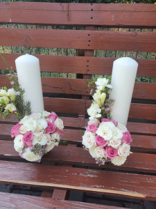 Set lumanari nunta cu frezie si minirosa