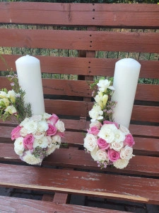 Set lumanari nunta cu frezie si minirosa