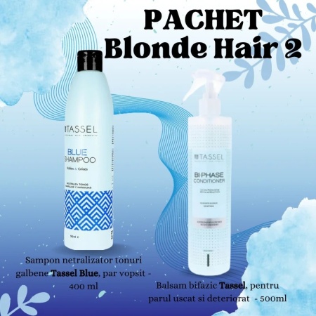 Pachet Blonde Hair 2 Tassel, sampon cu pigment albastru si balsam bifazic