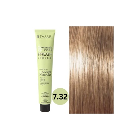 Vopsea de par fara amoniac Fresh Color Tassel nr 7.32, Blond Mediu Bej - 100ml