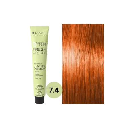 Vopsea de par fara amoniac Fresh Color Tassel nr 7.4, Blond Mediu Cupru - 100ml