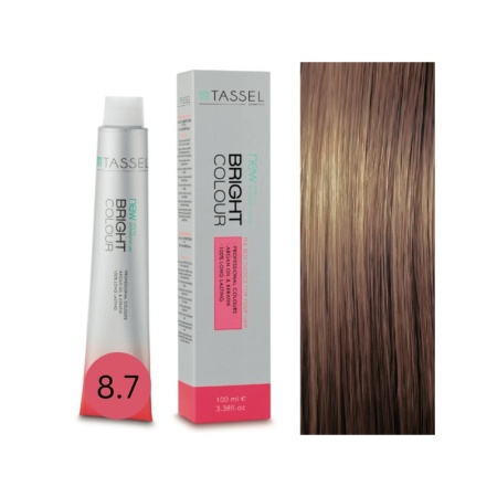 Vopsea de par cu keratina, ulei de argan si amoniac Bright Color nr 8.7, Blond deschis maro - 100 ml