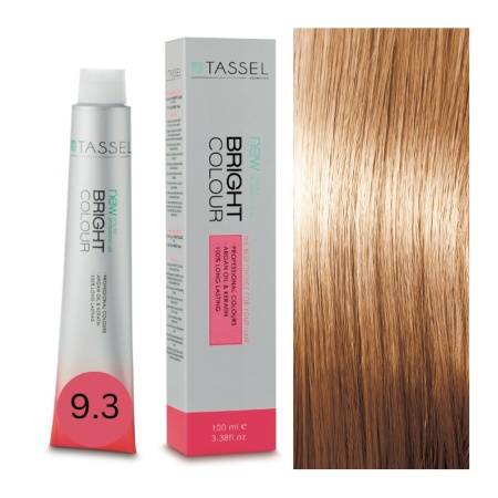 Vopsea de par cu keratina, ulei de argan si amoniac Bright Color, nr 9.3 Blond Auriu Foarte Deschis - 100ml