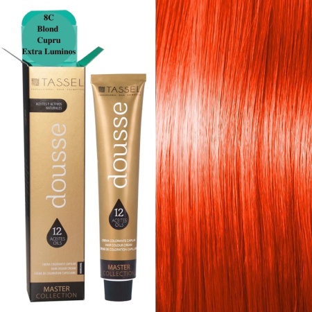 Pigment de par cu 12 uleiuri hranitoare Dousse Tassel nr 8C – Blond Cupru Extra Luminos, 100 ml