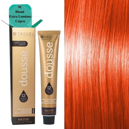 Pigment de par cu 12 uleiuri hranitoare Dousse Tassel nr 9C – Blond Extra Luminos Cupru, 100 ml