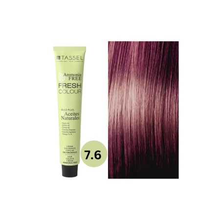 Vopsea de par fara amoniac Fresh Color Tassel nr 7.6, Blond Mediu Rosu Violet - 100ml