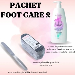 Pachet pentru ingrijirea picioarelor FOOT CARE 2, cu rezerve pila, baza metalica si crema intensiv hidratanta Tassel