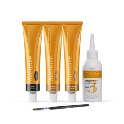 Pachet Master Intensive: Set 3 Vopsele (Șaten Mediu, Șaten, Natural) + Oxidant 80ml + Pensulă