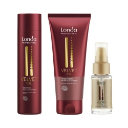 Pachet Complet Londa Professional Velvet Oil – Șampon 250ml, Balsam 200ml și Tratament de Reconstrucție 100ml