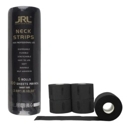 Set 5 Role Gulere Frizerie JRL Professional Negre – 500 Bucăți, Hârtie Elastică Premium, Stil Modern