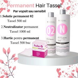 Pachet Permanent Hair Tassel, PAR VOPSIT SI SENSIBIL, include solutia, neutralizatorul si hartia pentru permanent