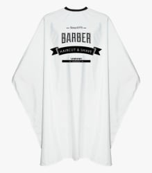 Pelerină Frizerie Profesională Marmara Barber Classic White – Impermeabilă, Poliester Premium, 150×160 cm
