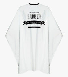 Pelerină Frizerie Profesională Marmara Barber Classic White – Impermeabilă, Poliester Premium, 150×160 cm