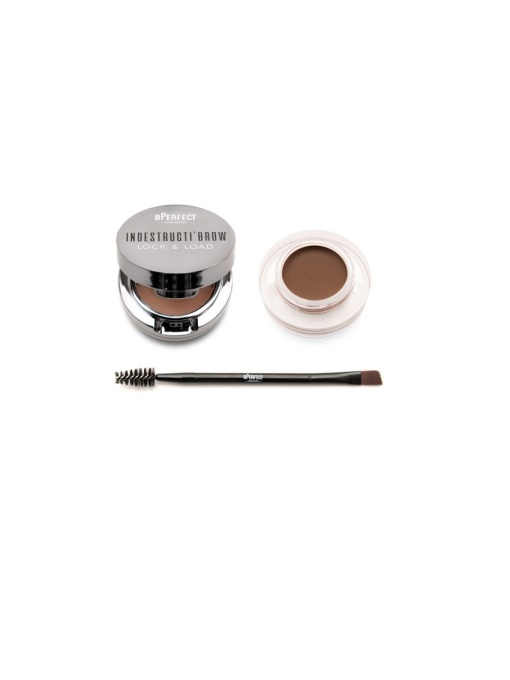 Pomada + Fard + Pensulă pentru sprancene BPerfect Indestructi'Brow Lock&amp;Load Eyebrow Pomade&amp;Powder DUO Irid Brown, 4g