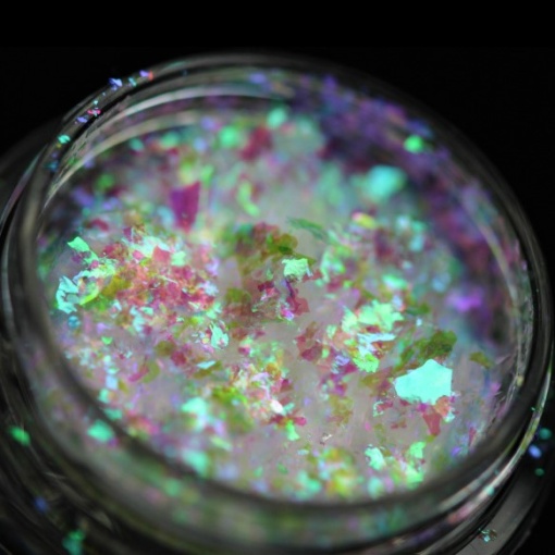 Pigment fulgi PK118(translucid cu irizatii verzi-violet deschis-champagne-rose) pentru machiaj KAJOL Beauty, &lt;0,25g