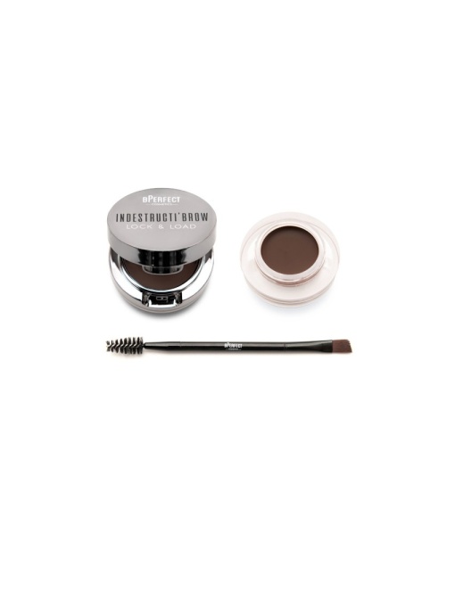 Pomada + Fard + Pensulă pentru sprancene BPerfect Indestructi'Brow Lock&amp;Load Eyebrow Pomade&amp;Powder DUO Charcoal, 4g