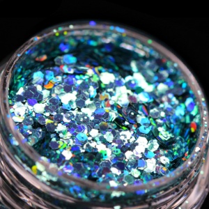 Glitter cosmetic holografic(aquamarine) pentru machiaj/bodyart PK129 KAJOL Beauty, 1g