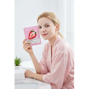 Mască de față șervețel MZWE Strawberry Moisturizing Facial Mask, hidratare intensă, 25ml - Img 3