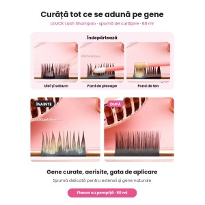 Șampon spumă profesional pentru curățarea extensiilor de gene ULUCK Lash Shampoo, 60 ml - Img 6