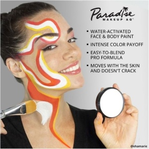 Vopsea profesională pentru față și corp cu activare în apă, Mehron Paradise Makeup AQ – White (Alb), 40g - Img 4