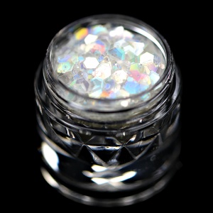 Glitter(alb translucid cu irizatii multicolore) cosmetic pentru machiaj PK140 KAJOL Beauty, 1g - Img 2