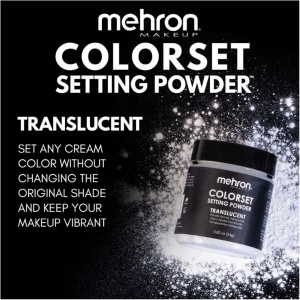Pudră fixatoare profesională Mehron Colorset Setting Powder – Translucent, Transparentă, Finisaj Mat, 24g - Img 4