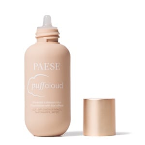 PAESE Puff Cloud Foundation – Fond de ten cu efect natural, finisaj satinat, efect blur, acoperire medie construibilă, SPF 20, 01N Light Beige, 37 ml