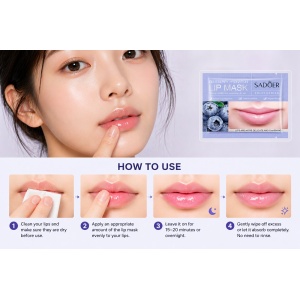 Sadoer Blueberry Lip Mask – Mască Hidratantă pentru Buze, Reparare Intensă & Efect Gloss, 8g - Img 2