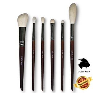 Set ,,The Whites”, 6 pensule profesionale pentru machiaj din par natural de capra, handmade, KAJOL Beauty™ - Img 1