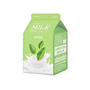 Masca de față cu extract de ceai verde A'Pieu Green Tea Milk One-Pack, 21g - Img 1