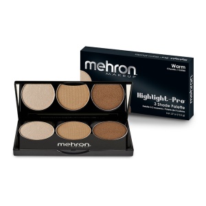 Paleta iluminatoare pentru față si corp Mehron Highlight-Pro 3 Shade Palette Warm, 10.5g