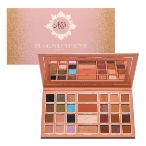 Paletă machiaj ochi și față BPerfect Mrs Glam Magnificent – 28 Nuanțe, Farduri, Contur, Blush și Iluminator, 48 g - Img 5