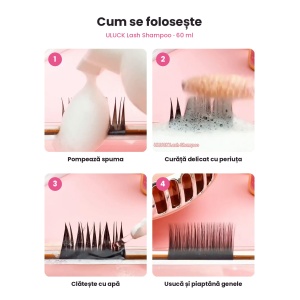 Șampon spumă profesional pentru curățarea extensiilor de gene ULUCK Lash Shampoo, 60 ml - Img 7