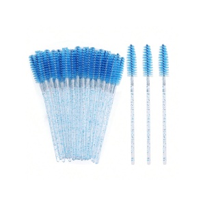 Set 50 Periuțe Mascara Albastre pentru Extensii Gene și Sprâncene – Profesionale, de Unică Folosință