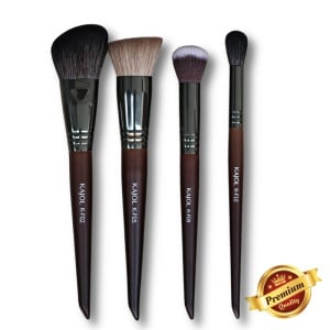 Set ,,Perfect Insta Face”, 4 pensule profesionale pentru machiajul tenului din par natural de capra si fibra sintetica, handmade, KAJOL Beauty™ - Img 1