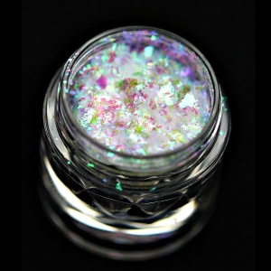 Pigment fulgi PK118(translucid cu irizatii verzi-violet deschis-champagne-rose) pentru machiaj KAJOL Beauty, &lt;0,25g - Img 2