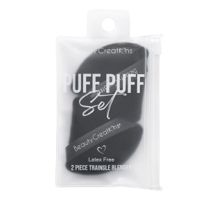Aplicator pentru pudră Beauty Creations Set Puff Puff 2 Piece Triangle Blender Black - Img 2