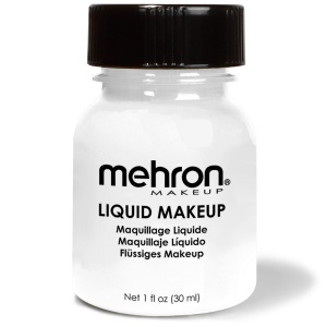 Machiaj lichid profesional pentru pleoape, ten și bodypainting, long-lasting, Liquid Makeup Mehron White, 30ml