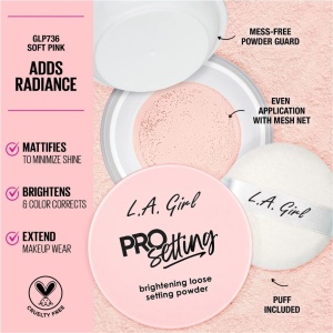 Pudră Pulbere de Fixare Matifiantă și Iluminatoare L.A. Girl PRO Setting Brightening – 736 Soft Pink, 5g - Img 2