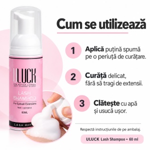 Șampon spumă profesional pentru curățarea extensiilor de gene ULUCK Lash Shampoo, 60 ml - Img 2