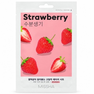 Mască facială hidratantă cu extract de căpșuni MISSHA Airy Fit Sheet Mask Strawberry, 19 g