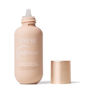 PAESE Puff Cloud Foundation – Fond de ten cu efect natural, finisaj satinat, efect blur, acoperire medie construibilă, SPF 20, 00N Neutral Beige, 37 ml