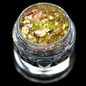 Pigment fulgi PK121(verde-rose-bronze) pentru machiaj KAJOL Beauty, 1g - Img 2