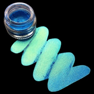 Pigment PK33 (turcoaz-auriu-verzui) Duochrome pentru machiaj KAJOL Beauty, 1g - Img 3