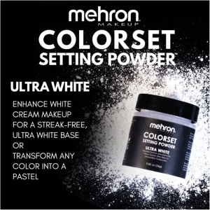 Pudră fixatoare profesională Mehron Colorset Setting Powder-Ultra White, Alb Intens, 24g - Img 4