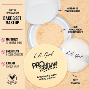 Pudră pulbere de fixare aatifiantă L.A. Girl PRO Setting Brightening – 735 Translucent, 5g - Img 3