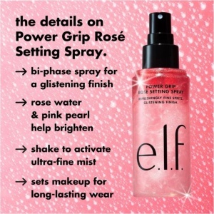 Spray Fixator Machiaj e.l.f. Power Grip Rosé Setting Spray – Efect Luminos, 2% Niacinamidă, 80ml - Img 4