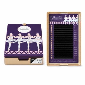 Extensii gene profesionale DancingSwan C Curl 0.05 mm – Volume, Mix 7–14 mm, 16 Rânduri