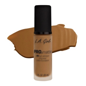 Fond de ten cu putere mare de acoperire și finish mat L.A.Girl PRO Matte Ultra Mat Caramel, 30ml - Img 1