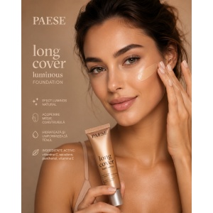 Fond de ten luminos Paese Long Cover Luminous, Hidratare & Vitamina C, 00N Nude, 30ml - Img 3